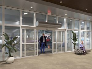 What is the use of air curtain in hospital?